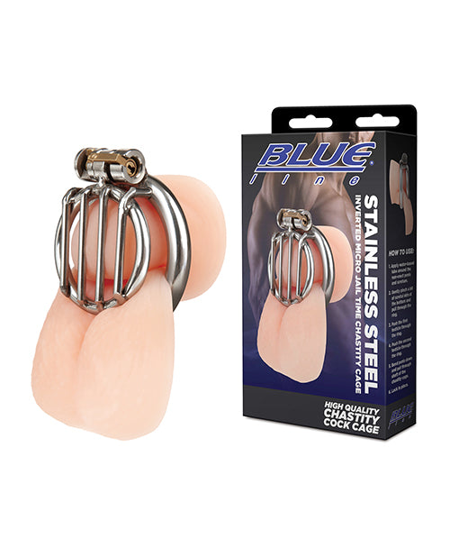 Stainless Steel Inverted Micro Jail Time Chastity Cage with Secure Fit