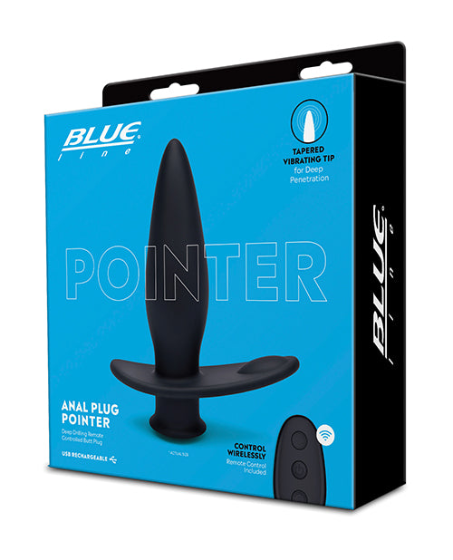 Blue Line Anal Plug Vibrating Silicone Pointer with Remote Control and Ridged Base for Prostate Stimulation