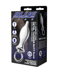 Blue Line Anal Products Stainless Steel Tapered Butt Plug with Loop Handle for Secure and Comfortable Anal Play
