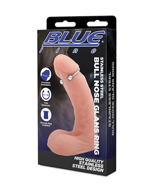 Blue Line Bull Nose Glans Ring body-safe stainless steel snug fit for enhanced sensitivity and intimate aesthetics