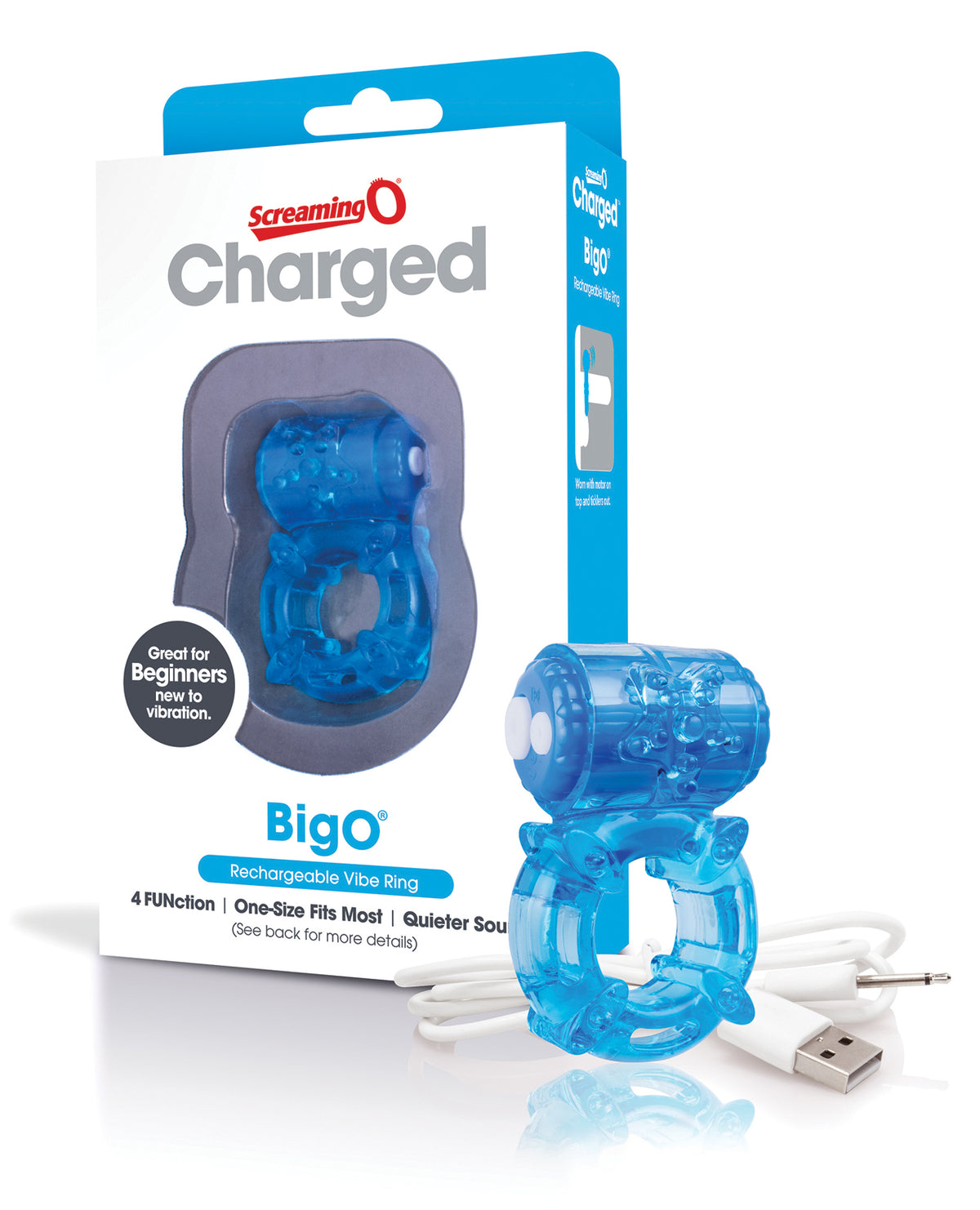 Screaming O Vibrating Cock Ring with Clitoral Stimulator and USB Charging for Erection Enhancement