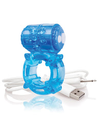 Charged Big O Vibrating Cock Ring with Clitoral Stimulator - Blue