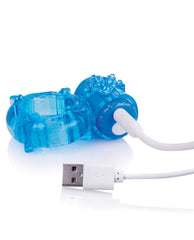 Charged Big O Vibrating Cock Ring with Clitoral Stimulator - Blue