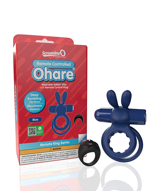 Screaming O Stimulator Remote Controlled Vibrating Ring Blue Double Ring Design for Couples Pleasure
