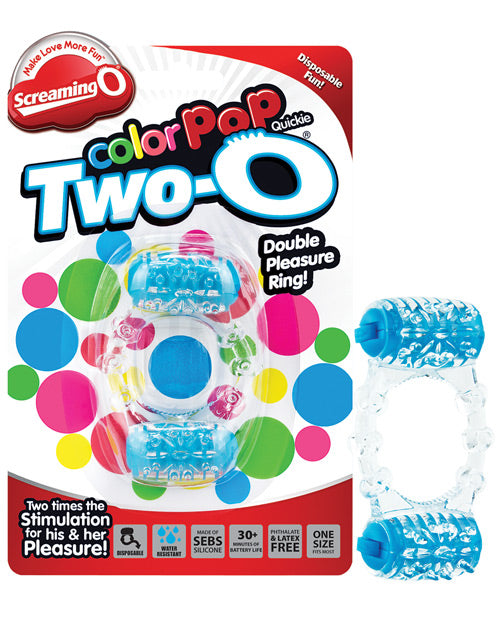 Screaming O Stimulators Dual Motor Blue Ring with Stretchy Design for Couples' Mutual Stimulation