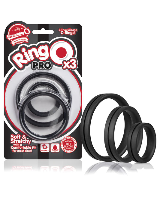 Screaming O Penis Enhancement Cock Ring Set with Three Sizes and Silicone Material for Comfortable Performance Support