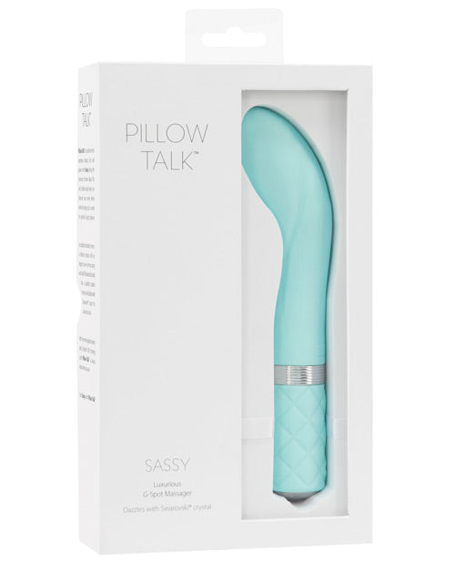 Pillow Talk Vibrator Teal Curved G Spot Design Crystal Handle for Targeted Stimulation and Luxurious Pleasure