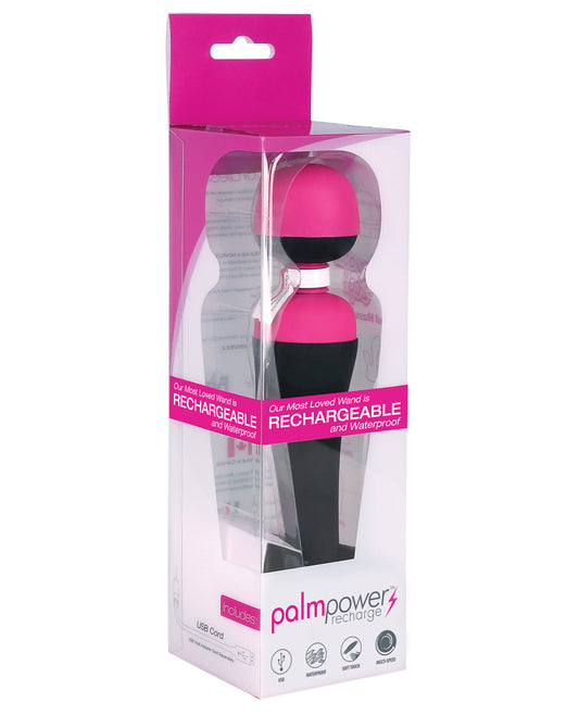 Palm Power Massager Rechargeable Waterproof with Silicone Caps and USB Cord for Cordless Relaxation