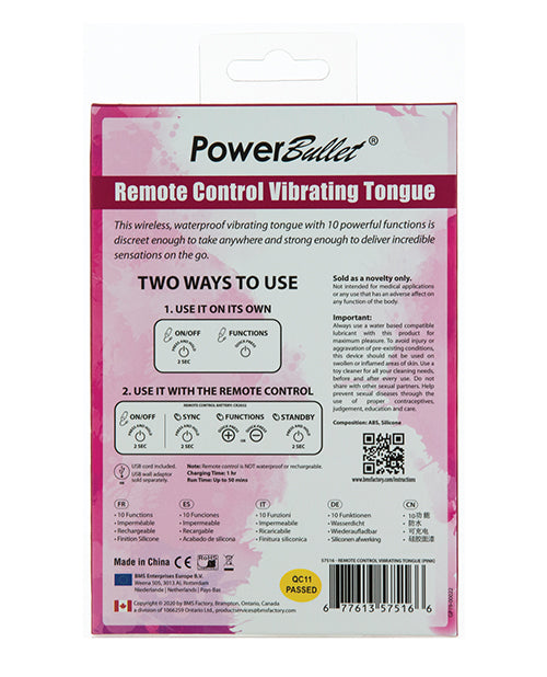 Pink Rechargeable Remote Control Vibrating Tongue Stimulator