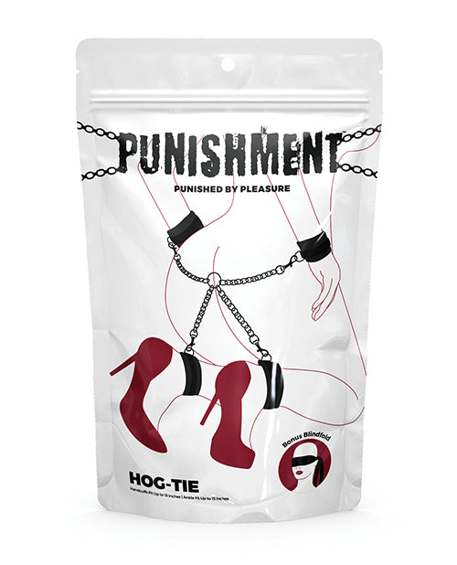 Punishment Hog-Tie Bondage Restraint Set with Soft Adjustable Cuffs and Blindfold for Sensory Play