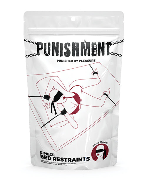 Punishment Bed Restraint Kit with Adjustable Velvet Cuffs and Blindfold for Comfortable Bondage Play