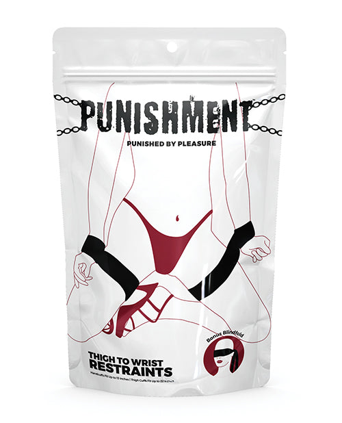 Punishment Bondage Restraints Adjustable Thigh to Wrist Cuffs Velcro Straps for Sensory Play and Restraint
