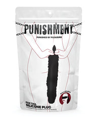 Punishment Anal Plug with Silicone Base Faux Fur Fox Tail and Included Blindfold for Sensory Anal Play
