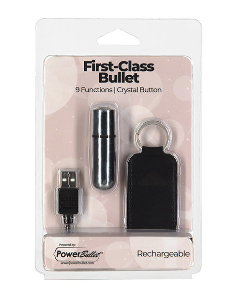 Power Bullet Stimulator Silver Rechargeable Bullet with Crystal Button for Discreet Travel Use