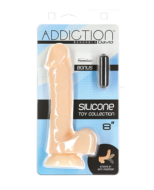 Addiction Silicone Dong Bendable Dual-Density Suction Base with Bullet Vibrator for Versatile Pleasure