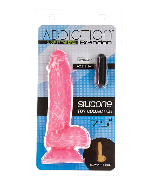 Addiction Dildo Glow-in-the-Dark Pink Silicone Suction Base Harness Compatible for Versatile Pleasure