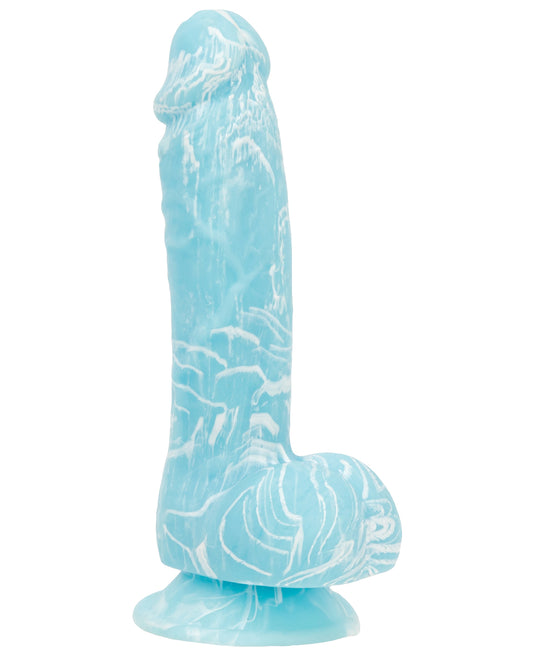 Glow-in-the-Dark Blue Silicone Dildo with Suction Base and Harness Compatibility