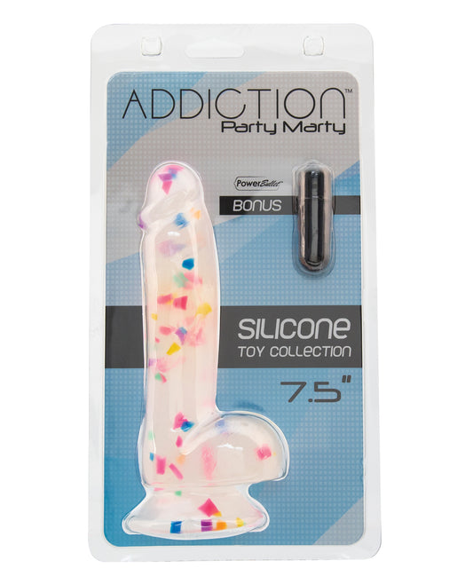 Addiction Dildo Frosted Silicone Rainbow Confetti Harness Compatible for Vibrant Play