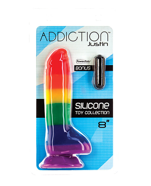 Addiction Rainbow Silicone Dildo strong suction base harness compatible for colorful solo or partner play