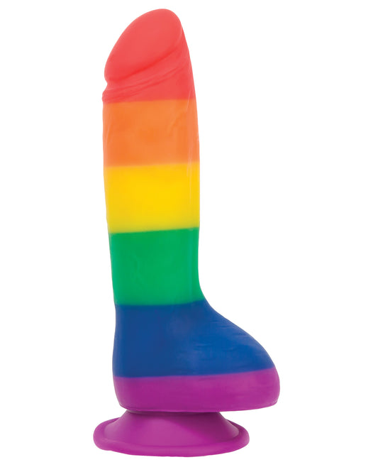 Addiction Justin 8" Rainbow Silicone Dildo with Suction Base and Harness Compatibility