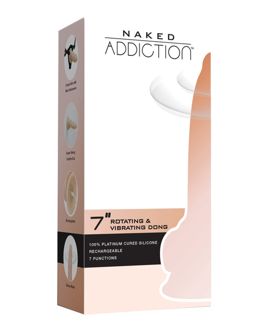 Naked Addiction Dongs & Dildos Platinum Silicone Rotating Vibrating Dong with Remote for Realistic Solo and Couple Play