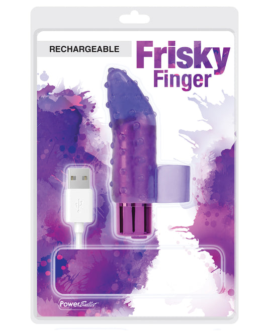Frisky Fingers Stimulator Rechargeable Vibrator Textured Sleeve Purple for Enhanced Couple and Solo Play