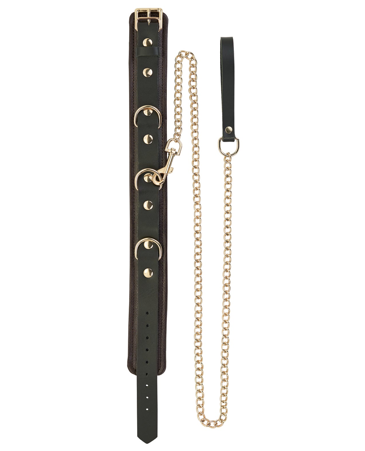 Brown Leather Collar & Leash with Gold Hardware - Spartacus Restraints