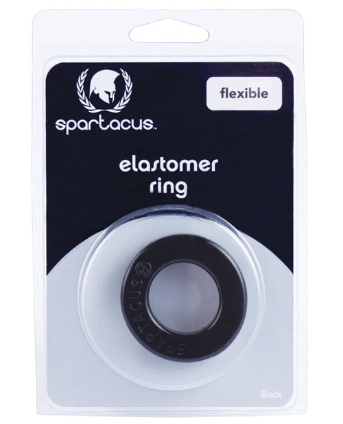 Spartacus Penis Enhancement Elastomer Cock Ring in Metro Black Stretch-to-Fit for Prolonged Erection