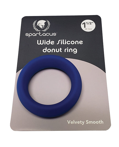 Spartacus Silicone Cock Ring Wide 1.5 Inch Blue Donut for Comfortable Erection Enhancement