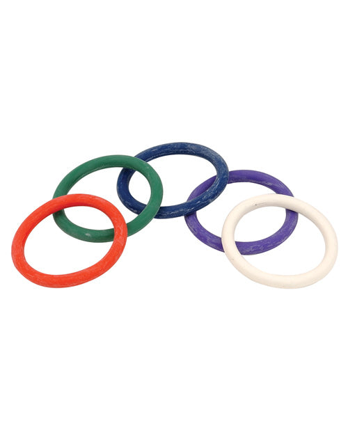 Spartacus 1.5" Silicone Cock Ring Set with Rainbow Colors – Pack of 5