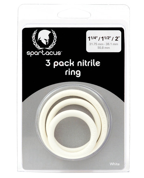 Spartacus Penis Enhancement Set White Nitrile Cock Rings Flexible Skin-Safe Design for Comfortable Support