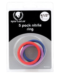 Spartacus 1.5" Nitrile Cock  Ring Set - Asst. Colors Pack of 5