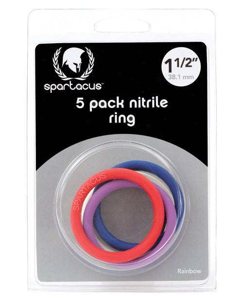 Spartacus Penis Enhancement Nitrile Cock Ring Assorted Colors Firm Flexible Set for Allergy-Safe Use