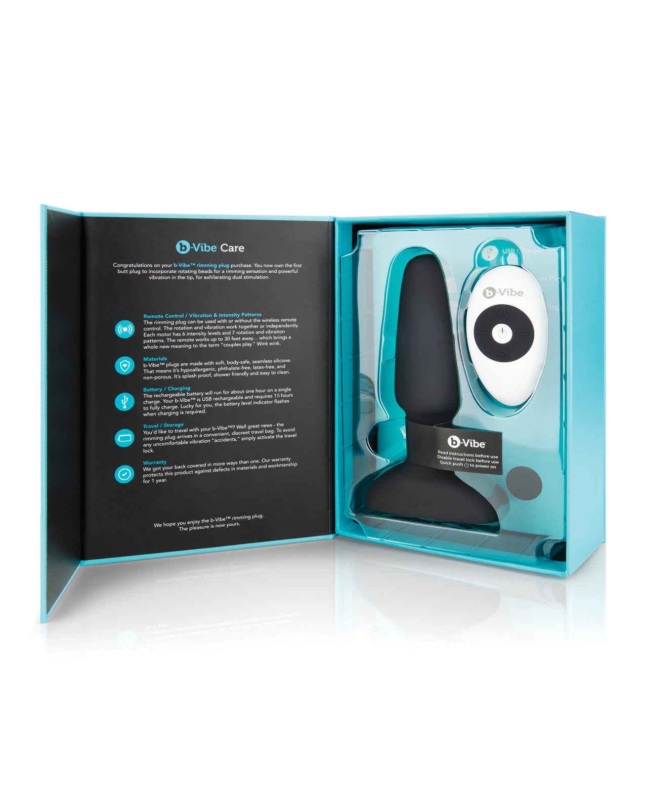 Black Anal Plug with Remote Rimming and Vibrating Beads