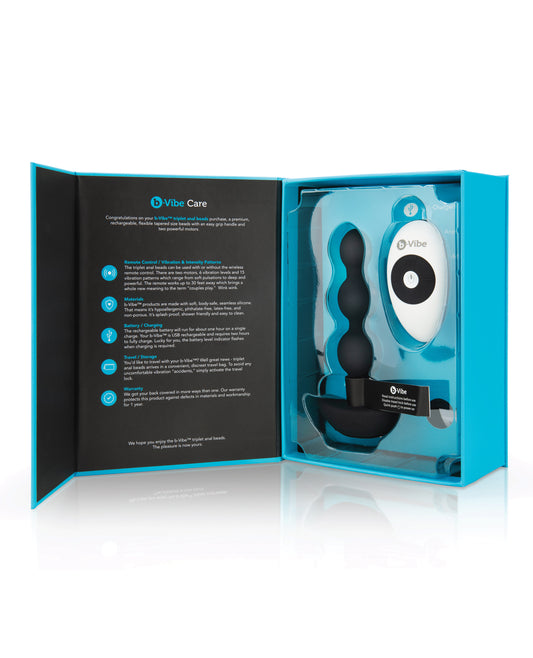 b-Vibe Remote Triplet Anal Beads with Flexible Silicone and Remote