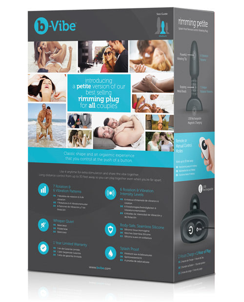 b-Vibe Petite Rimming Plug in Black with Rotating Beads and Tip Vibration