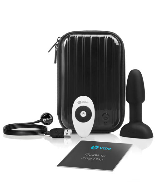b-Vibe Petite Rimming Plug in Black with Rotating Beads and Tip Vibration