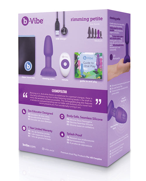 b-Vibe Petite Rimming Plug with Rotating Beads and Wireless Remote in Purple