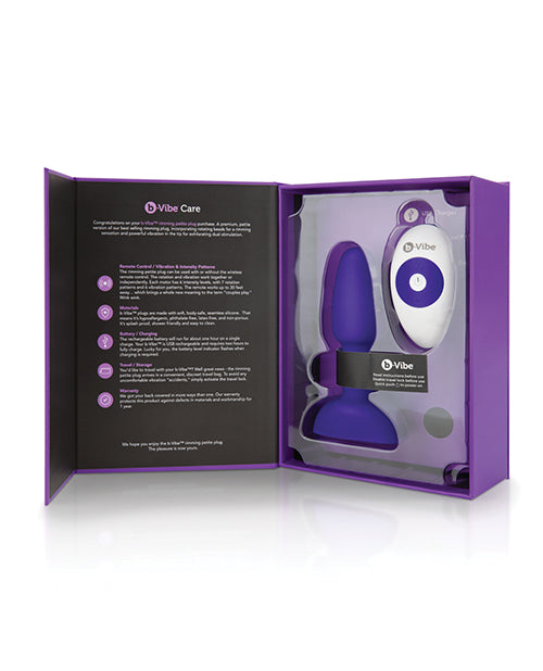 b-Vibe Petite Rimming Plug with Rotating Beads and Wireless Remote in Purple
