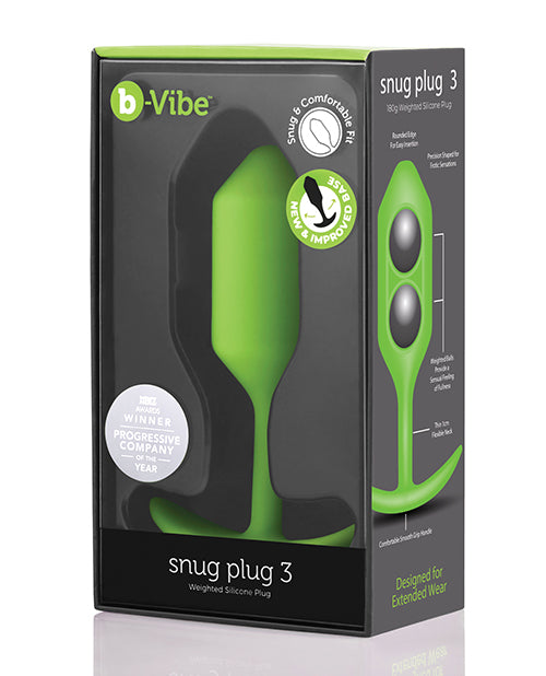 b-Vibe Anal Plug Weighted Snug Plug 3 Seamless Silicone with Grip Handle for Fullness and Comfort