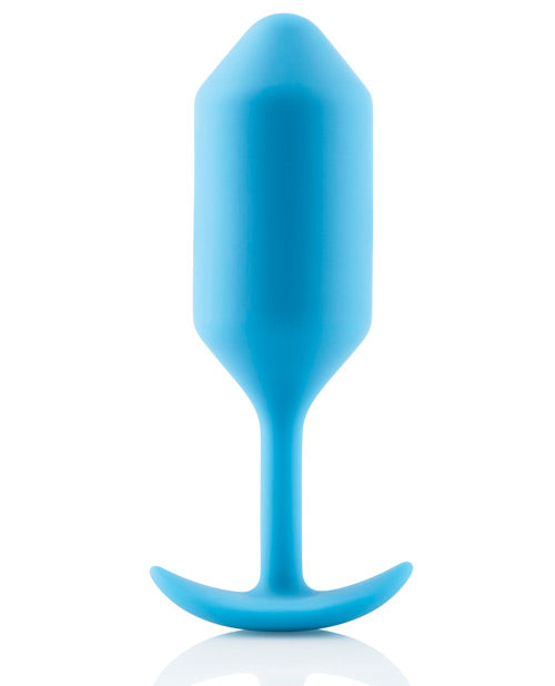 b-Vibe Weighted Snug Plug 3 - Teal Silicone Anal Plug with Handle