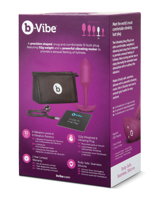 b-Vibe Vibrating Weighted Snug Plug M Rose Anal Plug with Rumbly Vibration