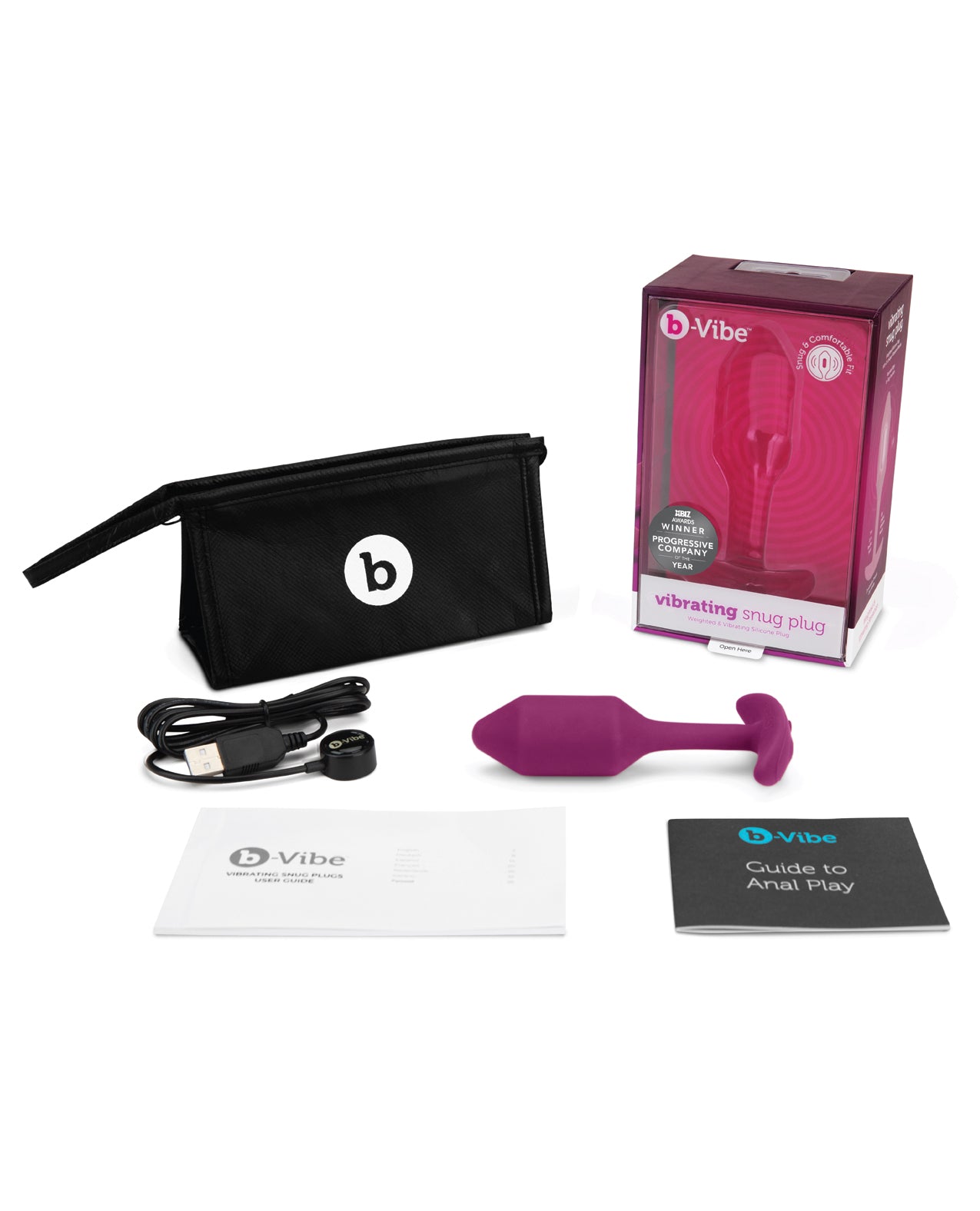 b-Vibe Vibrating Weighted Snug Plug M Rose Anal Plug with Rumbly Vibration