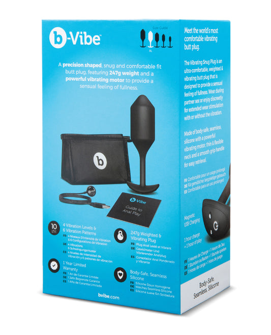 b-Vibe Vibrating Weighted Snug Plug XL Black – 247g Silicone Anal Plug with Vibration