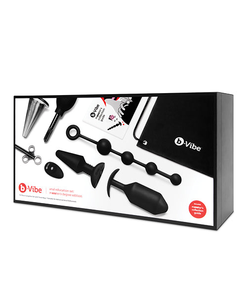 b-Vibe Anal Education Set with Rimming Plug, Large Anal Beads, Training Cone, and Gloves for Advanced Anal Play and Hygiene