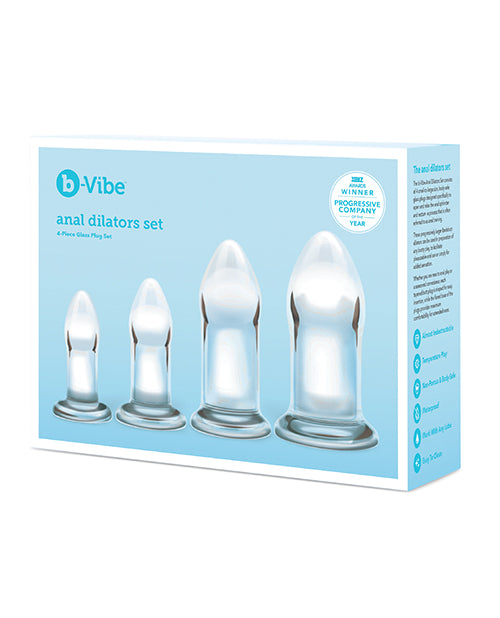 b-Vibe Anal Dilator Set borosilicate glass graduated plugs shatterproof for safe anal training and progressive comfort
