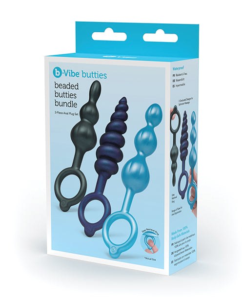 b-Vibe Anal Plug Set with Beaded Design and Waterproof Silicone for Comfortable Anal Training and Versatile Play