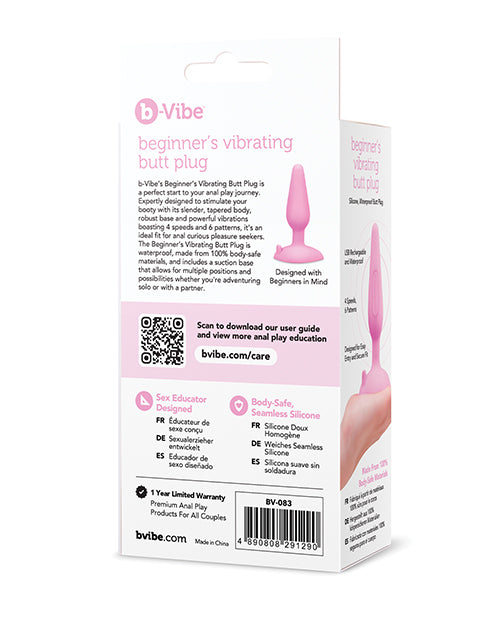 b-Vibe Beginner's Vibrating Tapered Butt Plug - Pink