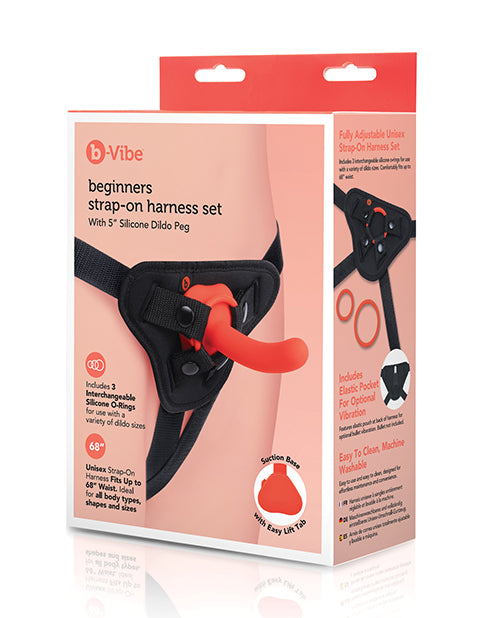 b-Vibe Strap-On Harness Set Adjustable 5-Inch Silicone Dildo with Comfortable Padding for Beginner Intimate Play