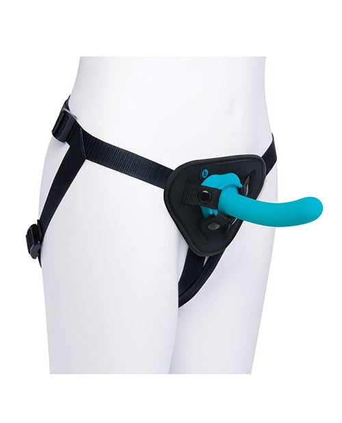 b-Vibe Strap On Harness Set with Adjustable 6-Inch Silicone Dildo and Multiple O-Rings for Inclusive Partner Play